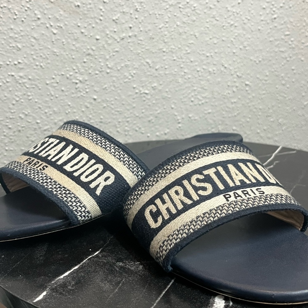 Dior Navy and Cream Flats